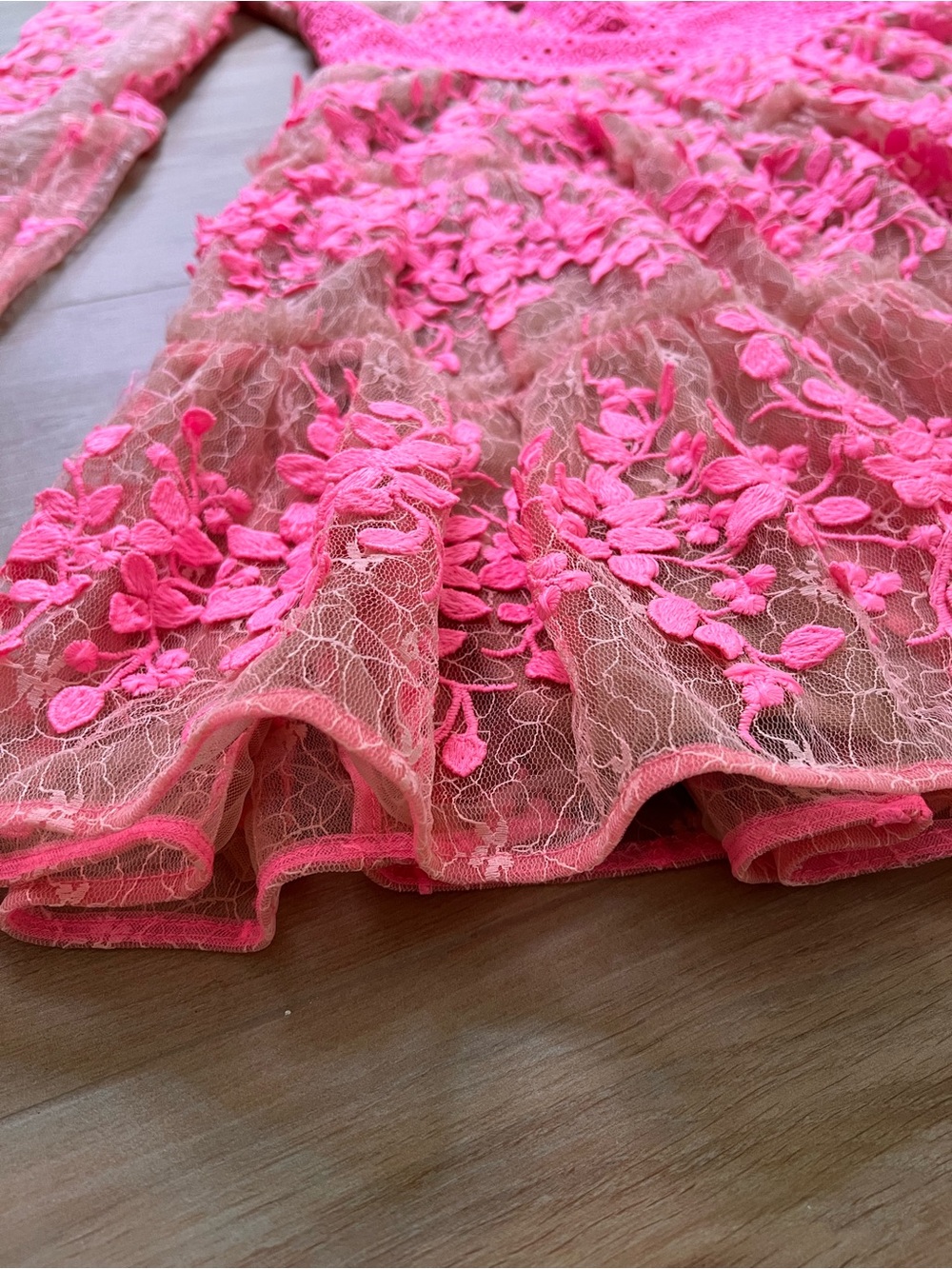 NWT Bronx and Banco Megan Mini Dress M Pink Lace Illusion Mesh Saks $450 - Picture 6 of 16